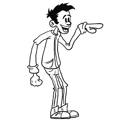 Black and white man pointing in a direction clipart #159521 at - Clip ...