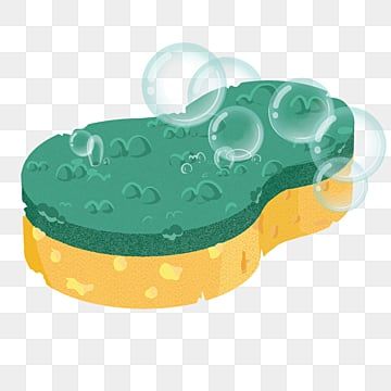 Illustrated Kitchen Sponge with Bubbles - Clean & Eco-Friendly Dishwashing Tool