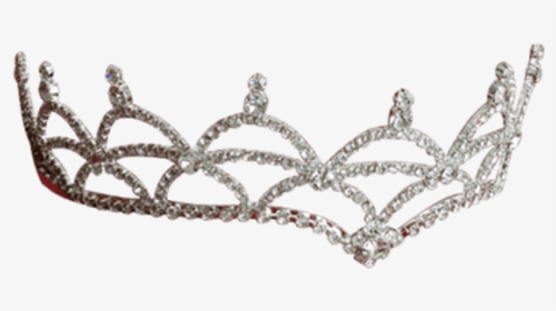 Elegant silver tiara adorned with sparkling rhinestones in a scalloped arch design.
