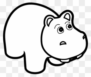 Cartoon-style hippopotamus with wide eyes and a surprised expression, outlined in black on transparent background.
