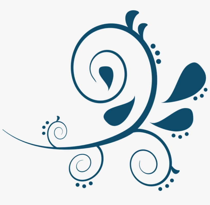 Decorative Blue Swirl Floral Ornament - Free Vector Clipart