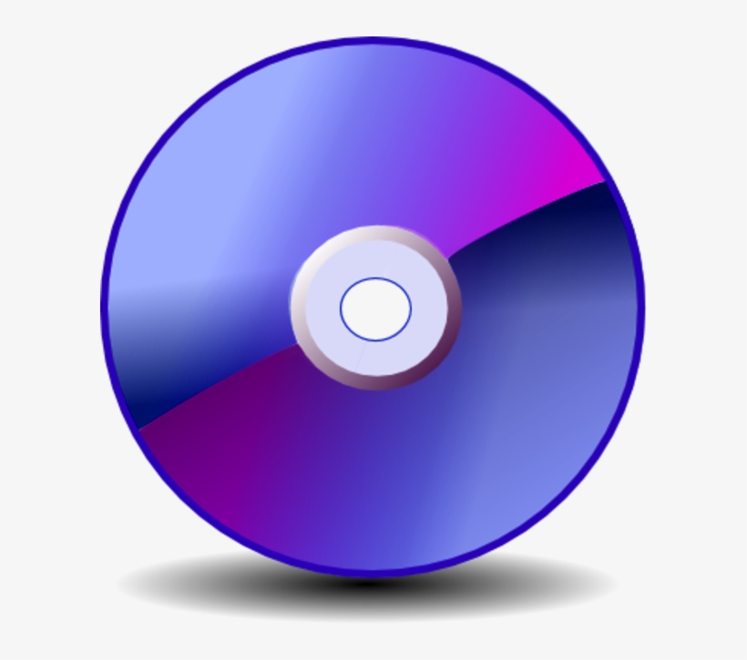 A stylized CD or DVD with a blue-to-purple gradient surface and metallic center hub, casting a soft shadow.