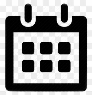 Black calendar icon with six date squares and two top rings on transparent background.