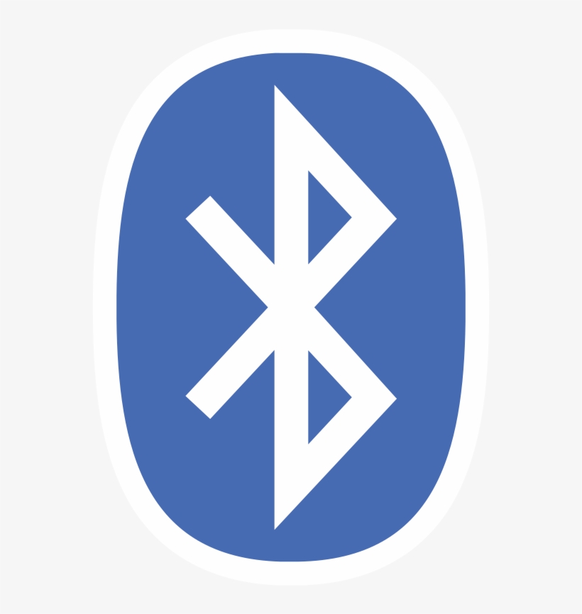 Bluetooth logo - white stylized rune symbol on blue oval background with white border.