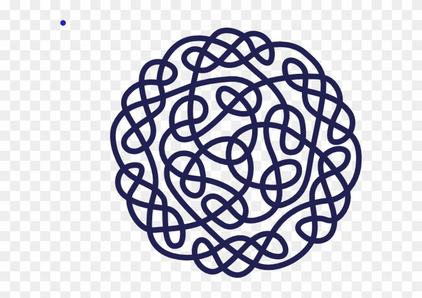 Intricate navy blue Celtic knot pattern forming a circular, symmetrical design on transparent background.