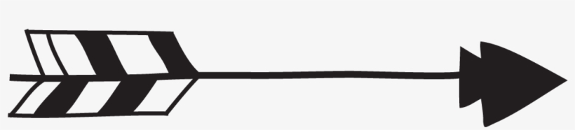 Hand-drawn black and white arrow with striped fletching pointing right, symbolizing direction or progress.