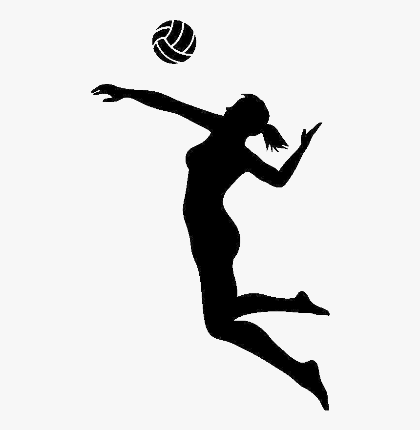 Volleyball Player Silhouette - Dynamic Spike Action Clipart