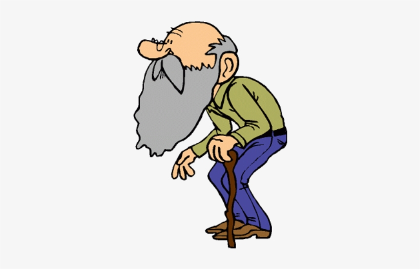Illustration of an Old Man with Beard and Cane - Free Clipart