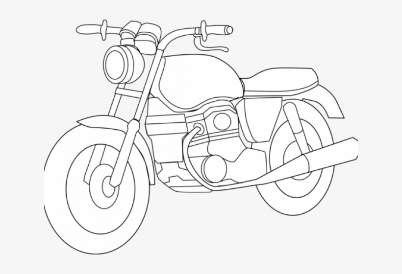 Line drawing of a classic cruiser-style motorcycle with round headlight, exposed engine, and dual exhaust.