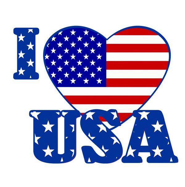 I Love USA - Patriotic American Flag Heart Design