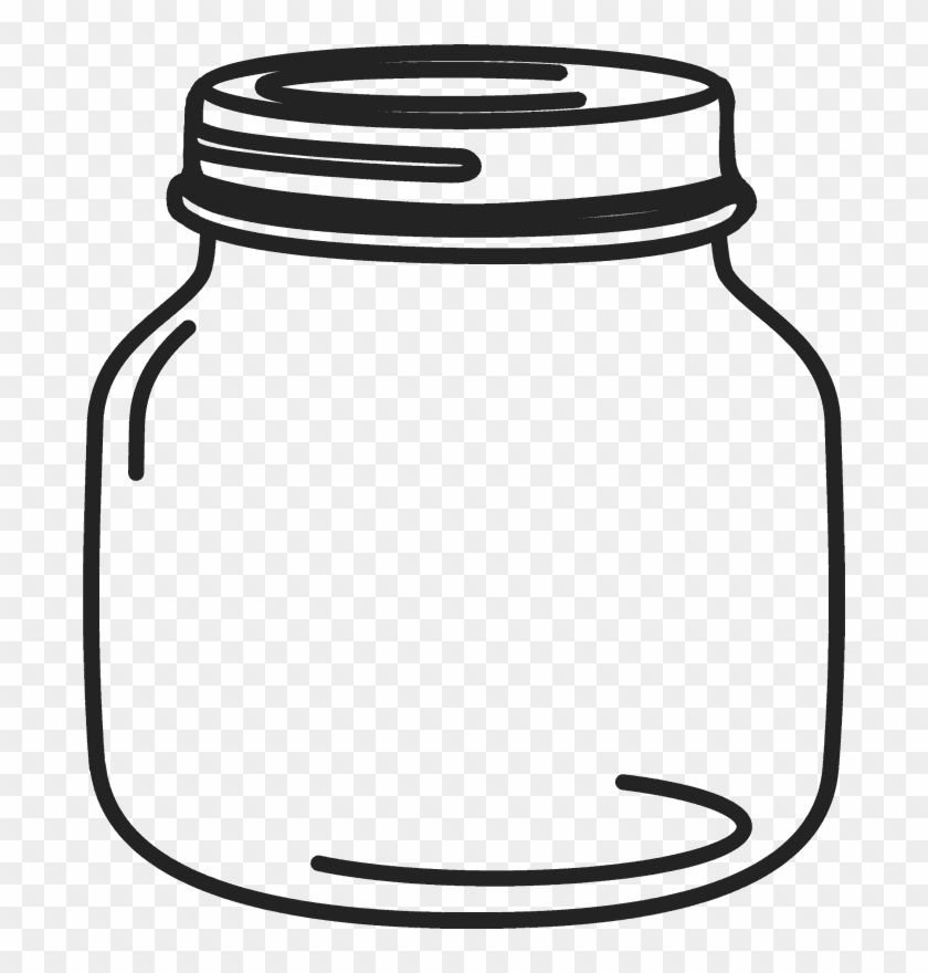 Simple black-and-white line drawing of an empty glass mason jar with a screw-top lid.