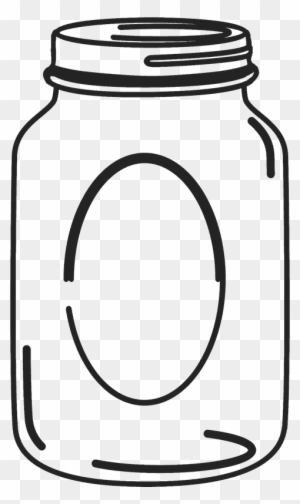 Line drawing of an empty glass mason jar with a metal lid and blank oval label area.