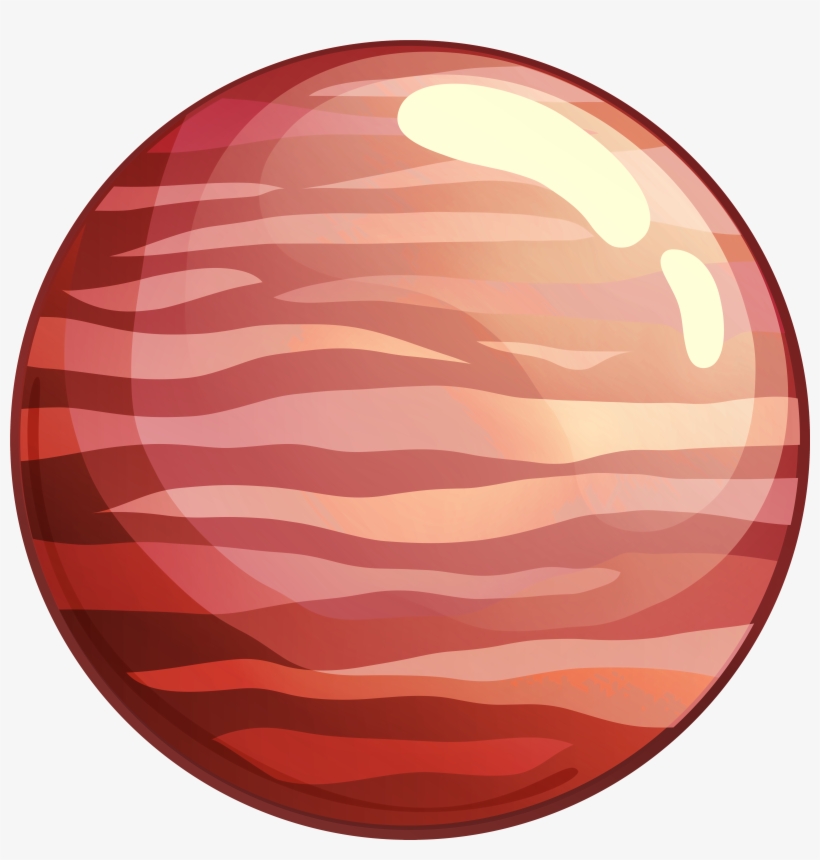 Glossy red and orange striped sphere with light reflections, resembling a stylized planet or candy.