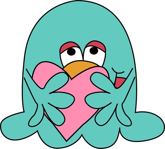 Cute Octopus Holding Heart - Free Clipart for Love & Valentine’s Day