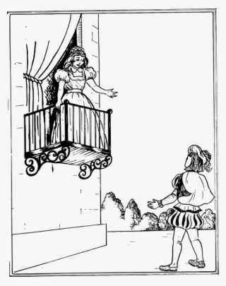 Romantic Balcony Scene Illustration - Classic Literary Love Moment