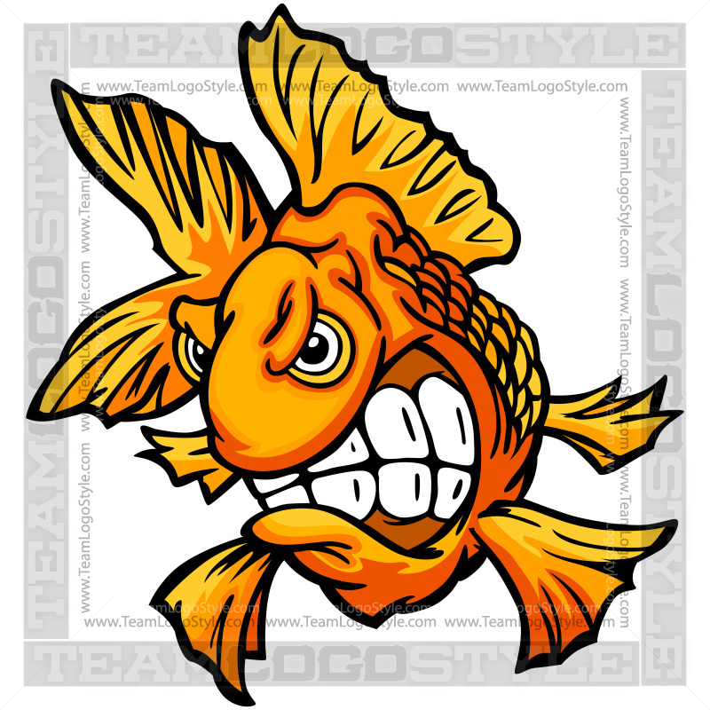 Gold Fish Or Goldfish Cartoon Character Stock Illustration