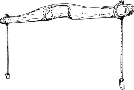 Traditional Wooden Beam with Rope Suspension - Historical Construction Method