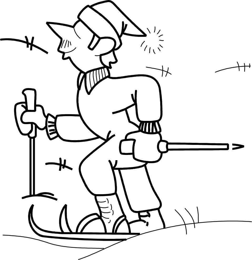 Fun Skiing Illustration - Retro Winter Sports Clipart