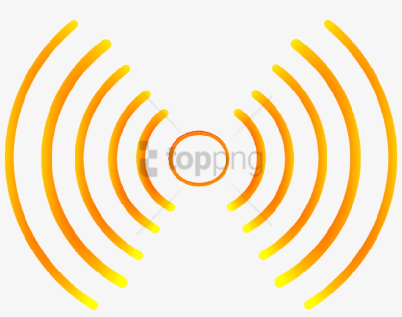 Orange gradient Wi-Fi signal icon with concentric arcs radiating from a central circle.