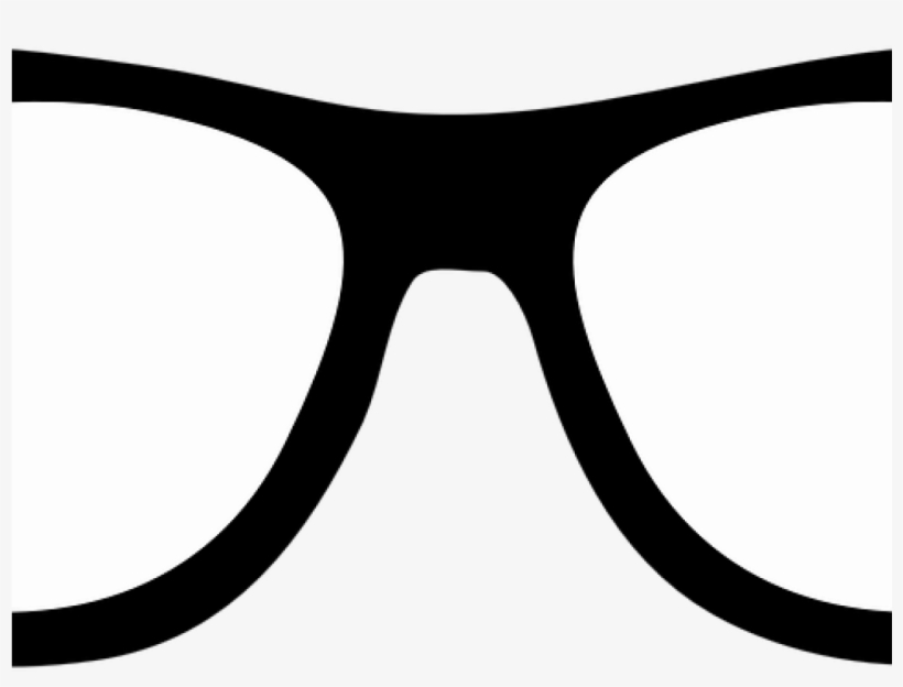 Black silhouette of classic eyeglasses with rounded lenses and thick frames on a white background.