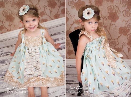 Adorable Ice Cream Print Dress for Little Girls | Studio Portrait