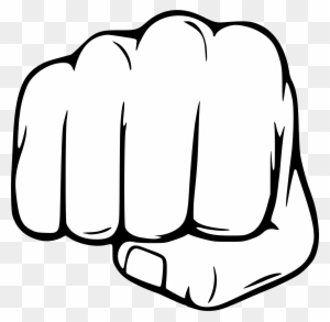 Black-and-white line drawing of a clenched fist, symbolizing strength, resistance, or solidarity.