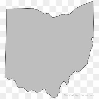 Gray silhouette outline of the U.S. state of Ohio on transparent background.