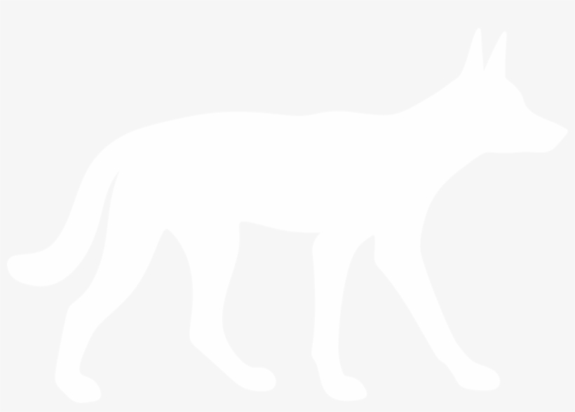 White silhouette of a walking dog on light background, minimalist vector style.