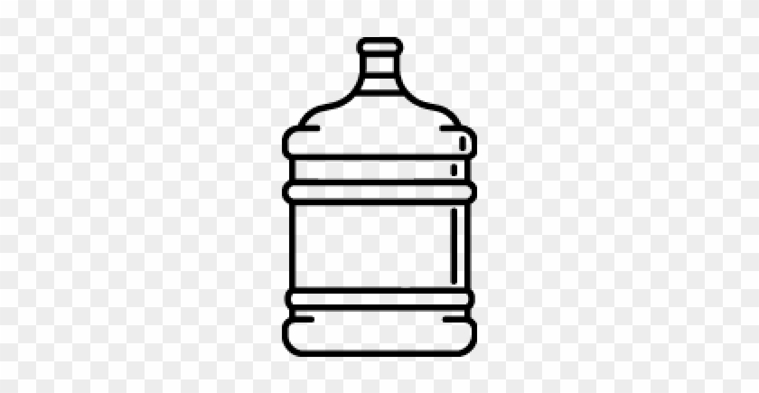 Outline illustration of a large plastic water jug with handle and cap, transparent background.