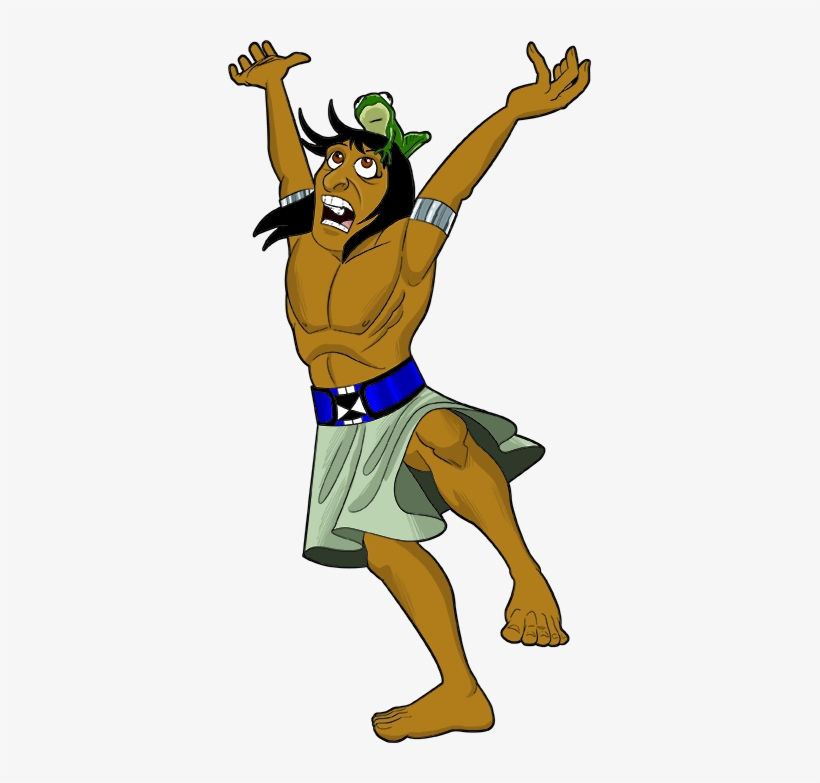 Tribal Warrior with Frog Companion - Animated Character Illustration