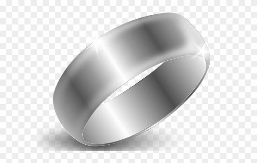 Shiny silver ring with reflective surface and sparkle highlights on transparent background.