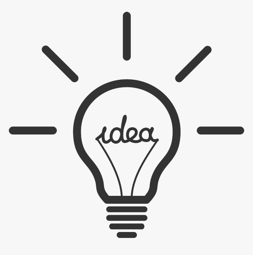 Lightbulb icon with the word "idea" inside, symbolizing creativity and innovation.