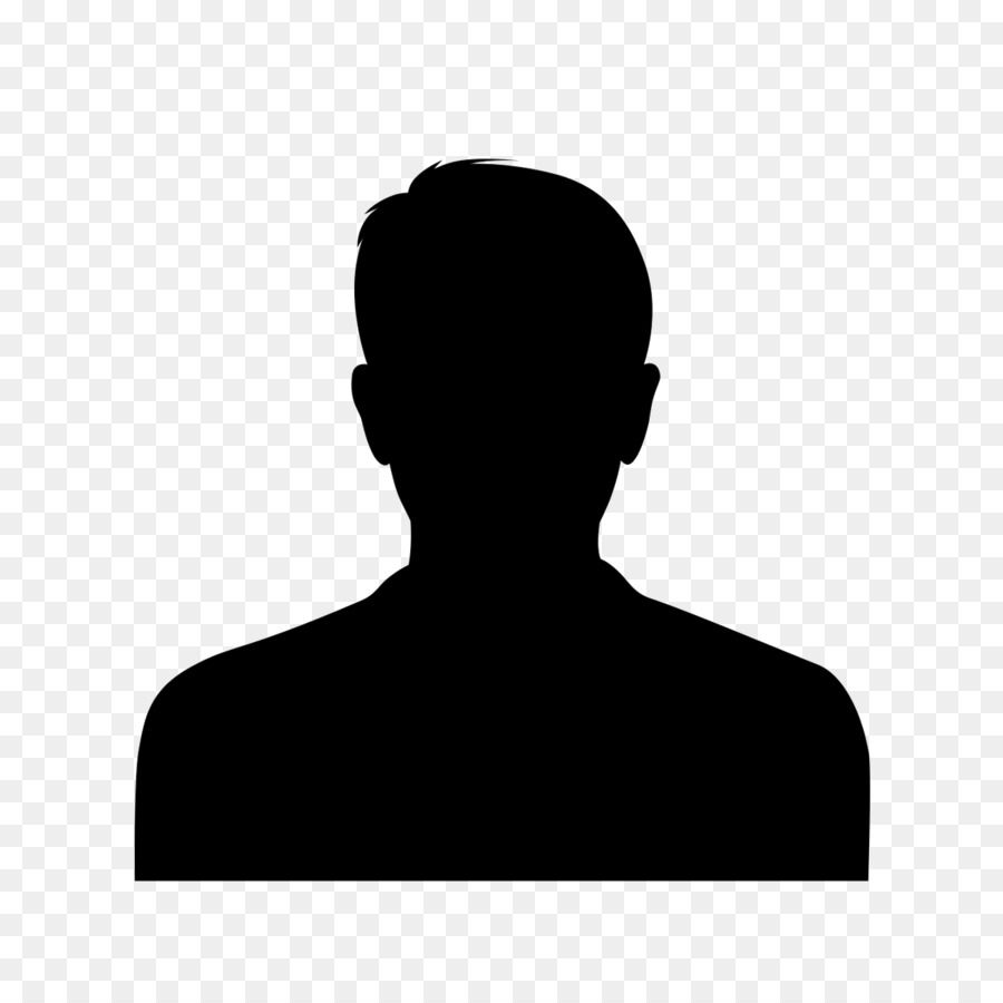 Silhouette of a male bust on transparent background, generic placeholder avatar.