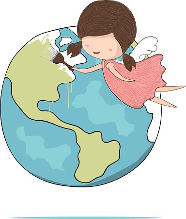 Angel Painting the Earth - Symbol of Environmental Care and Hope