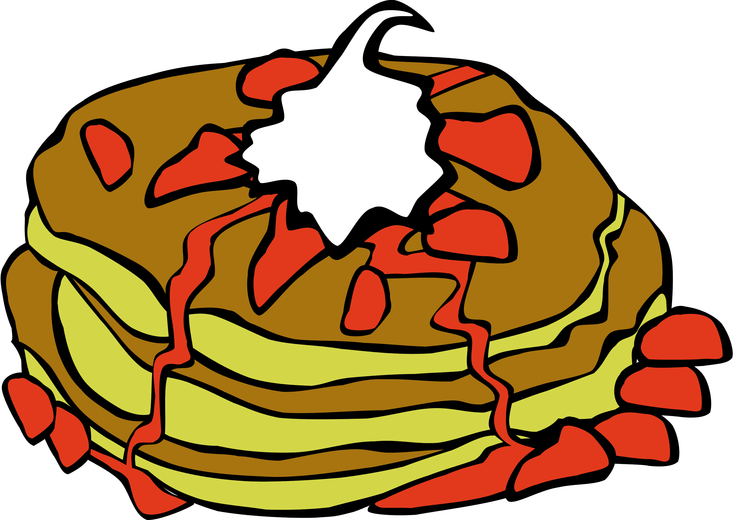 Fluffy Pancakes with Syrup & Whipped Cream - Classic Breakfast Illustration