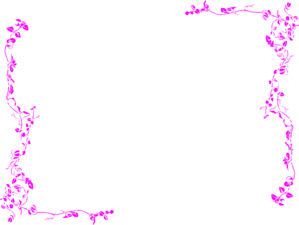 Vibrant pink ornamental border frame on black background, stylized floral or vine-like design.