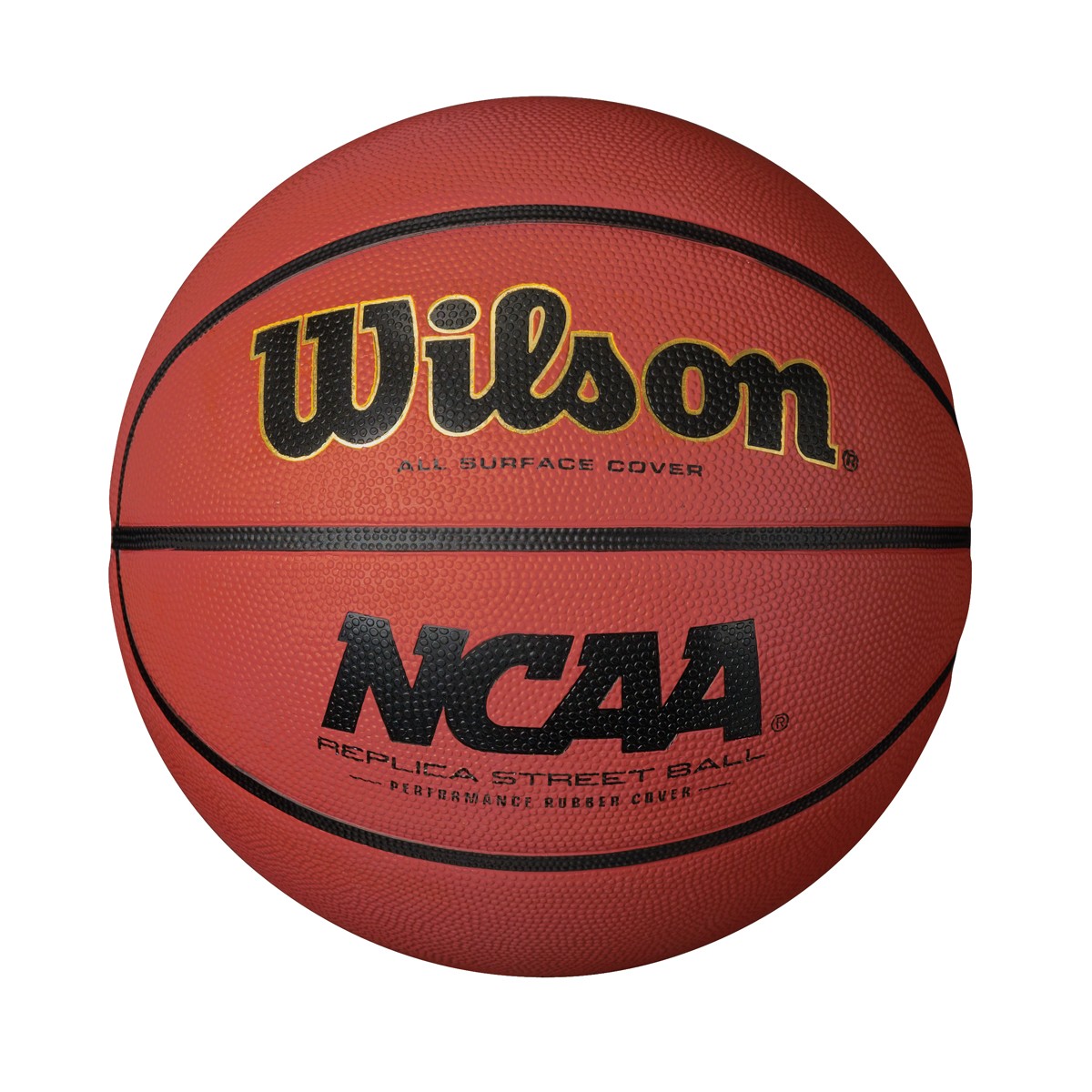Wilson NCAA Replica Street Basketball with performance rubber cover and all-surface grip texture.