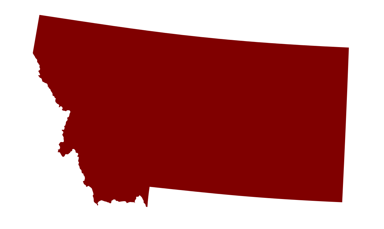 Montana State Outline Map - High-Contrast Red Silhouette