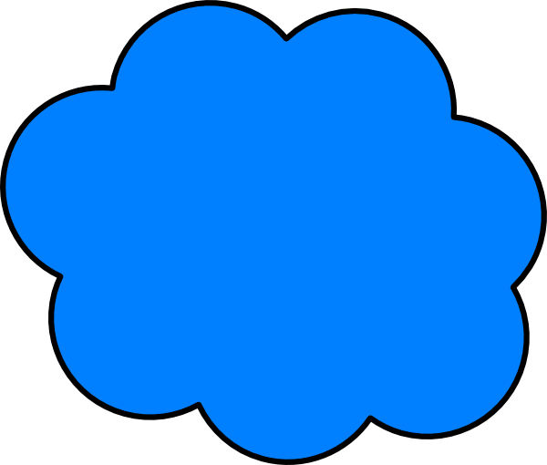 Simple blue cloud icon with black outline on transparent background, representing cloud computing or weather.