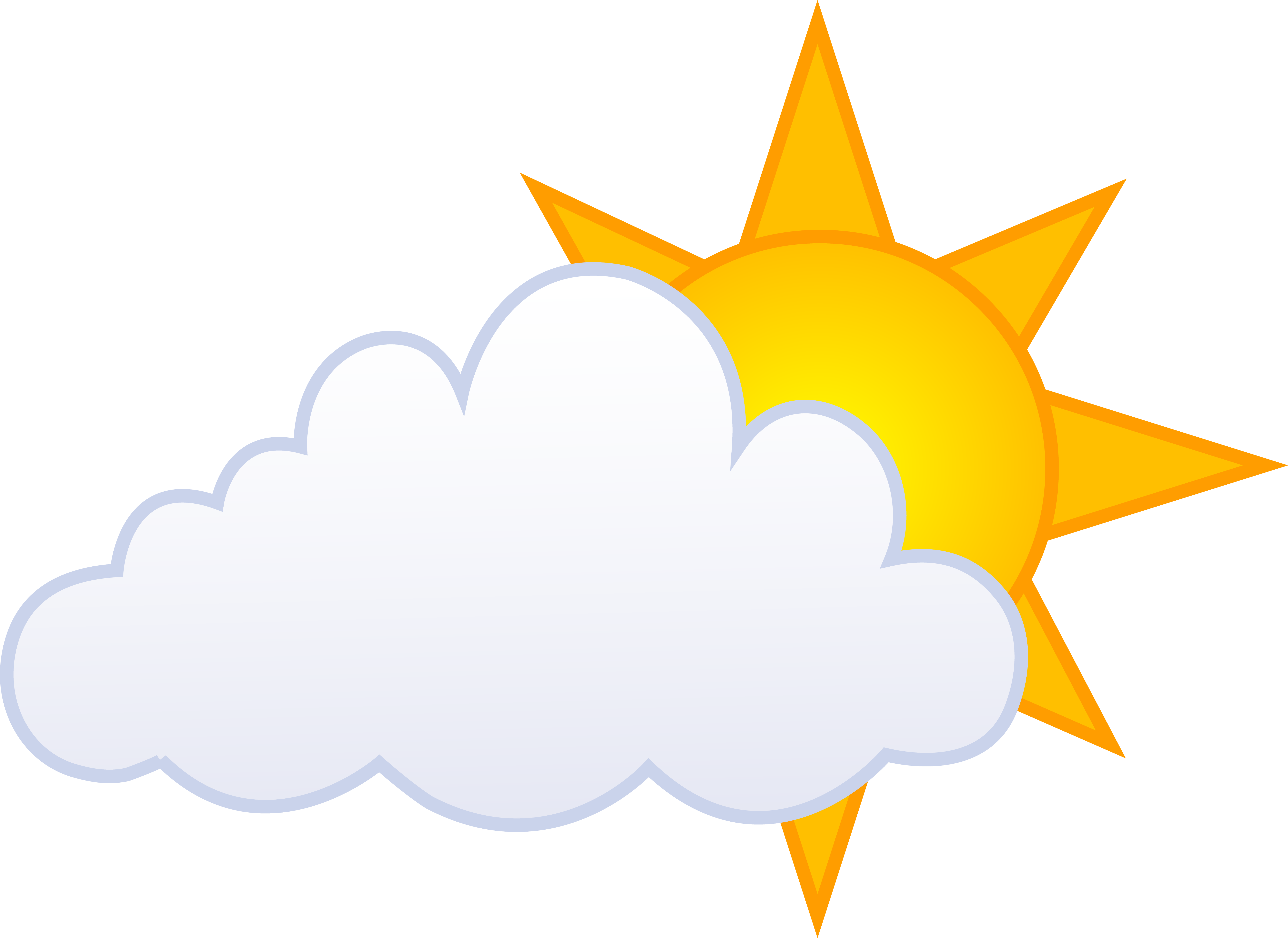 Partly cloudy weather icon with a yellow sun peeking from behind a white cloud.