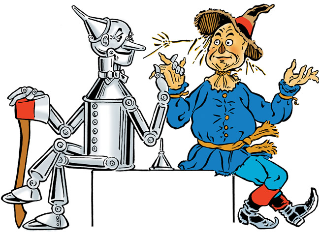 Tin Man and Scarecrow Cartoon Illustration | Wizard of Oz Characters
