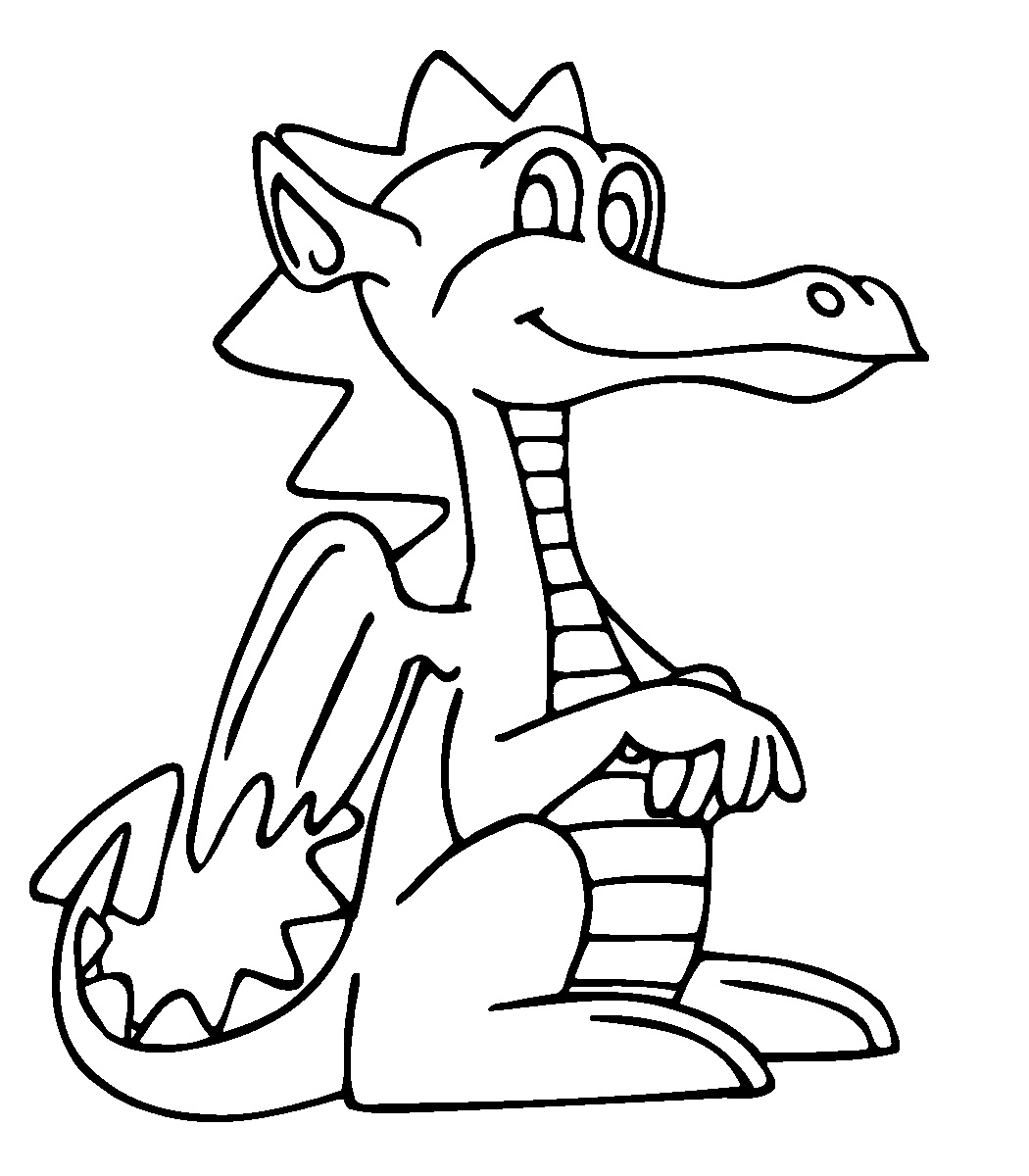 Cute Cartoon Dragon Coloring Page - Free Printable for Kids