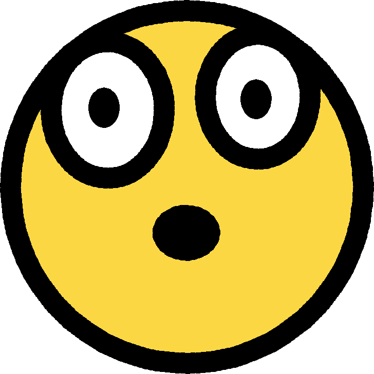 Yellow emoji face with wide eyes and open mouth expressing surprise or shock.