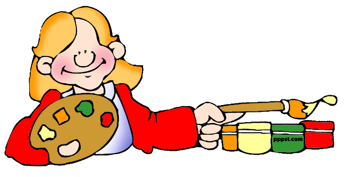Creative Art Education Clipart - Artist Painting with Palette and Brushes