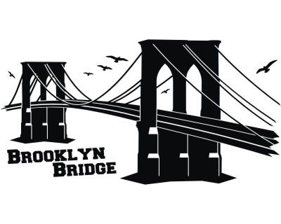 Brooklyn Bridge Iconic Silhouette Art - New York Landmark Illustration