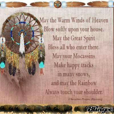 Native American dreamcatcher with feathers and beads, alongside a spiritual blessing prayer on textured background.