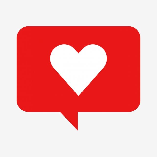 Red speech bubble icon with a white heart symbol inside, representing love or liking.