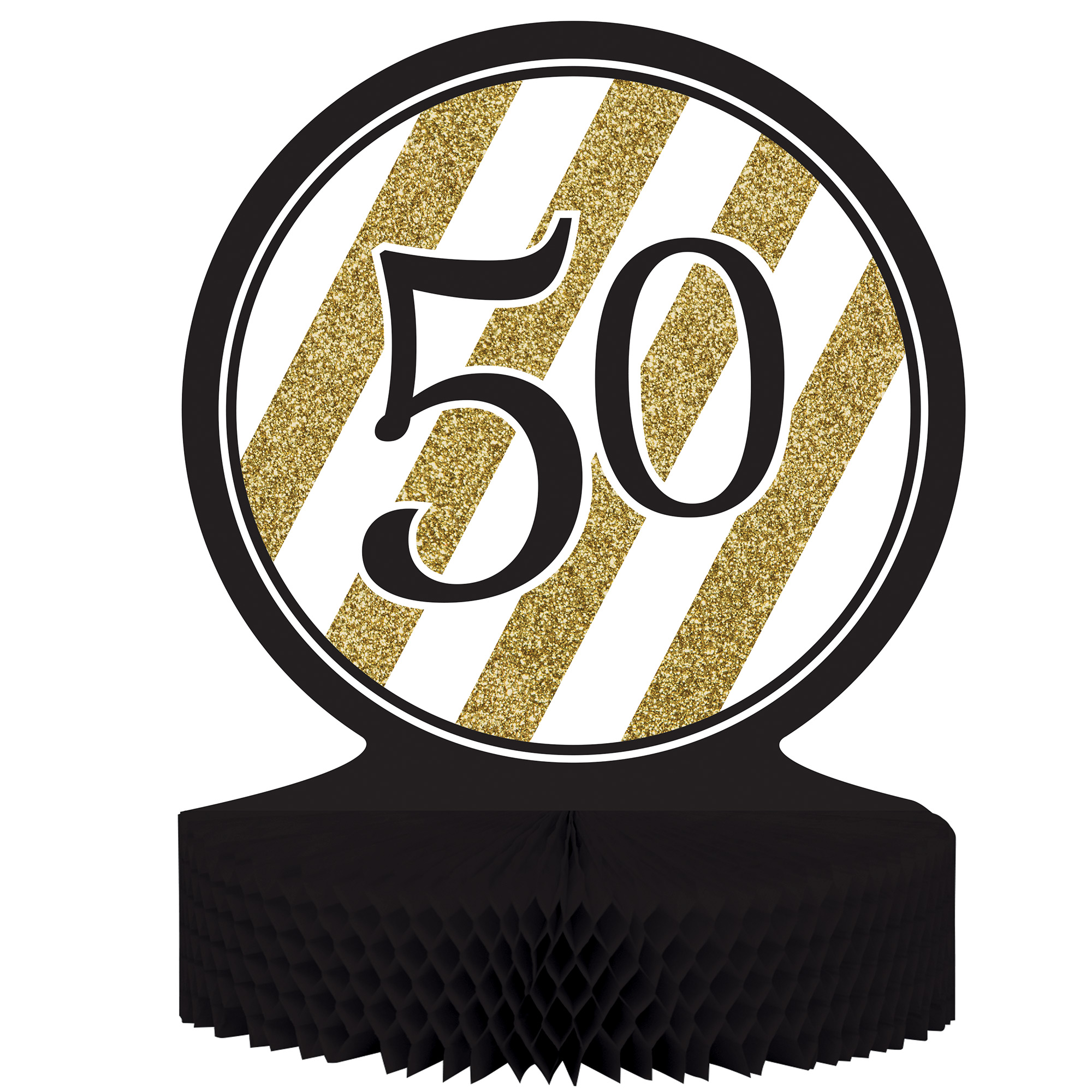 Elegant 50th Anniversary Table Centerpiece - Black & Gold Celebration Decor