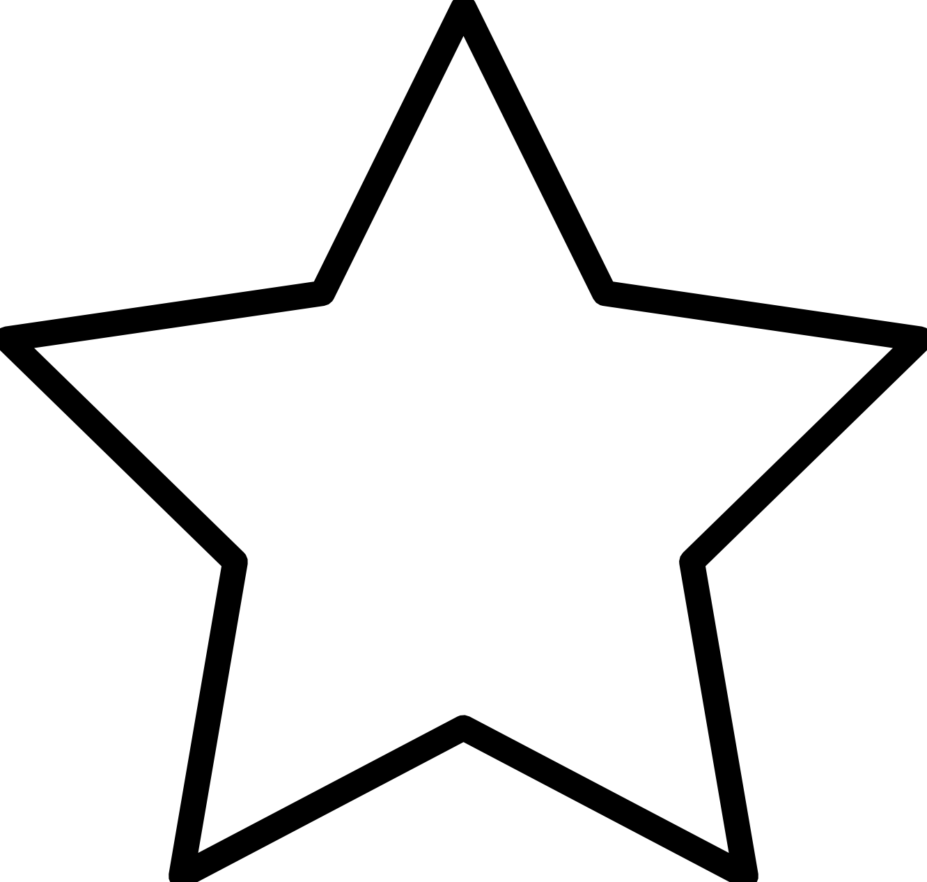 Black outline of a five-pointed star on white background, simple vector-style icon.