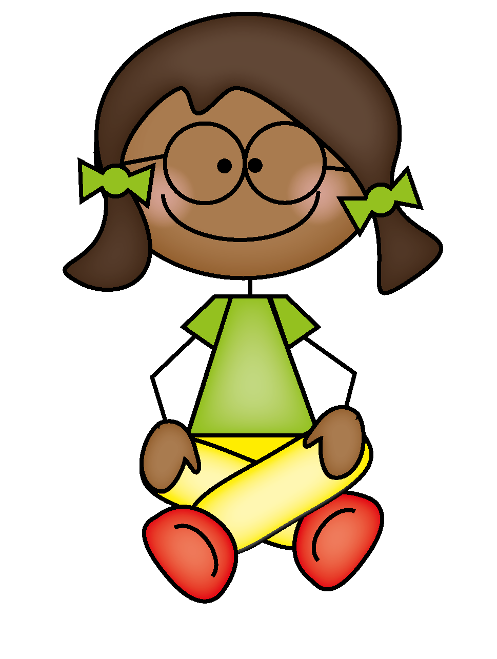 Cheerful Cartoon Girl Reading - Free Clipart for Education & Kids Content